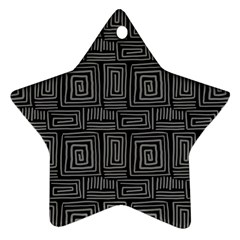 Gray Square Swirl Star Ornament (Two Sides)