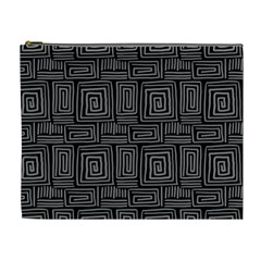 Gray Square Swirl Cosmetic Bag (XL)