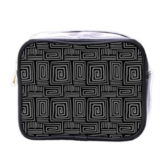 Gray Square Swirl Mini Toiletries Bag (One Side)