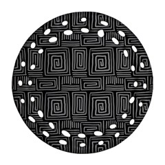 Gray Square Swirl Ornament (Round Filigree)