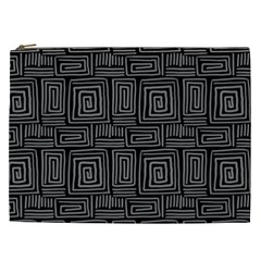 Gray Square Swirl Cosmetic Bag (XXL)