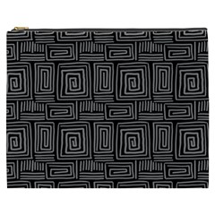 Gray Square Swirl Cosmetic Bag (XXXL)