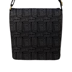 Gray Square Swirl Flap Closure Messenger Bag (L)