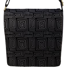 Gray Square Swirl Flap Closure Messenger Bag (S)