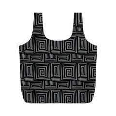 Gray Square Swirl Full Print Recycle Bag (M)