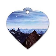 Planet Discover Fantasy World Dog Tag Heart (Two Sides)