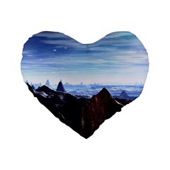 Planet Discover Fantasy World Standard 16  Premium Flano Heart Shape Cushions