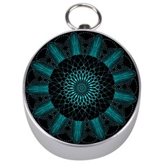 Ornament District Turquoise Silver Compasses by Pakrebo