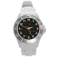 Backgrounds Pattern Wallpaper Color Round Plastic Sport Watch (L)