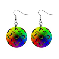 Ball Sphere Digital Art Fractals Mini Button Earrings by Pakrebo