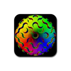 Ball Sphere Digital Art Fractals Rubber Coaster (square)  by Pakrebo