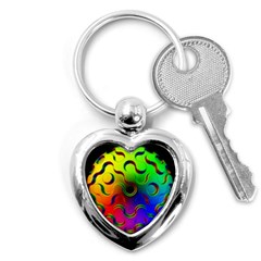 Ball Sphere Digital Art Fractals Key Chains (heart)  by Pakrebo