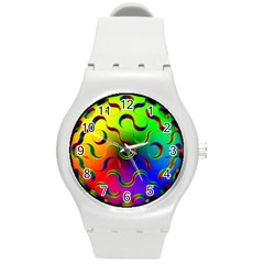 Ball Sphere Digital Art Fractals Round Plastic Sport Watch (m) by Pakrebo