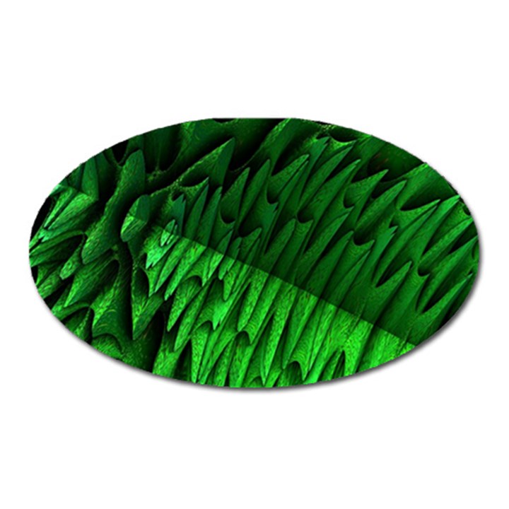 Fractal Rendering Background Green Oval Magnet