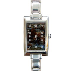 Building Ruins Old Industry Rectangle Italian Charm Watch by Pakrebo