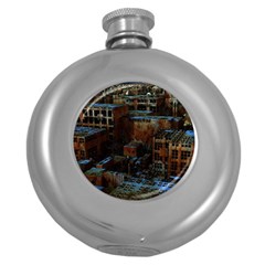 Building Ruins Old Industry Round Hip Flask (5 Oz) by Pakrebo