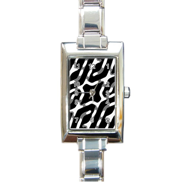 Giant Bold Dark Geometric Print Rectangle Italian Charm Watch