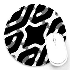 Giant Bold Dark Geometric Print Round Mousepads by dflcprintsclothing