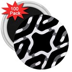 Giant Bold Dark Geometric Print 3  Magnets (100 pack) Front