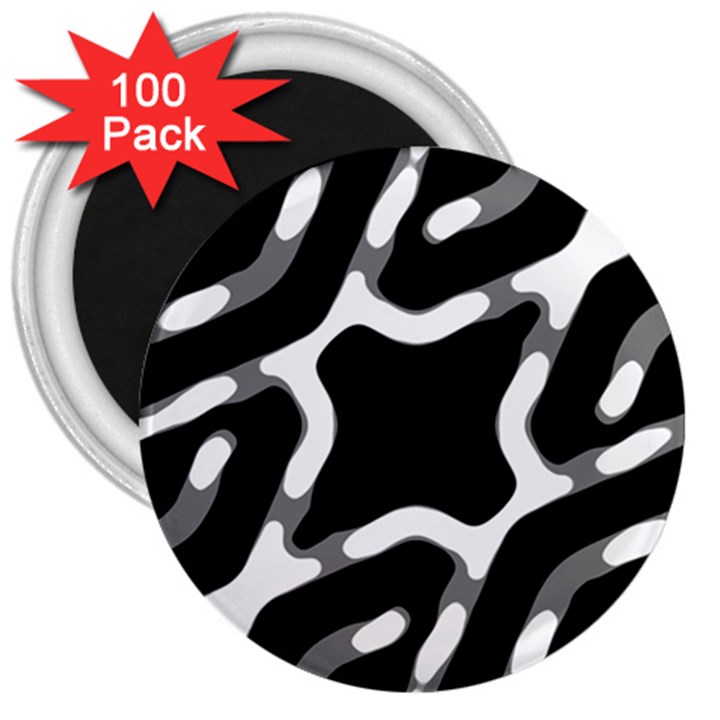 Giant Bold Dark Geometric Print 3  Magnets (100 pack)