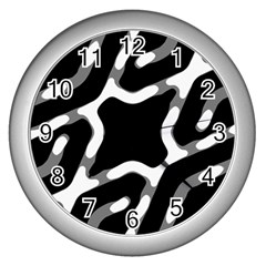 Giant Bold Dark Geometric Print Wall Clock (silver) by dflcprintsclothing