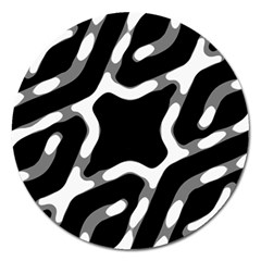 Giant Bold Dark Geometric Print Magnet 5  (round)