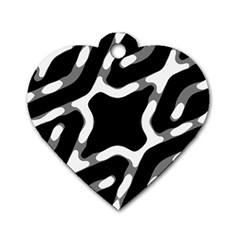 Giant Bold Dark Geometric Print Dog Tag Heart (one Side)