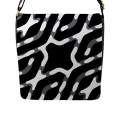 Giant Bold Dark Geometric Print Flap Closure Messenger Bag (l) by dflcprintsclothing