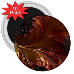 Fractal Copper Copper Color Leaf 3  Magnets (10 Pack)  by Pakrebo