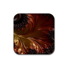 Fractal Copper Copper Color Leaf Rubber Coaster (square)  by Pakrebo