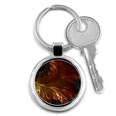 Fractal Copper Copper Color Leaf Key Chains (round)  by Pakrebo