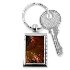 Fractal Copper Copper Color Leaf Key Chains (rectangle)  by Pakrebo