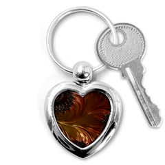 Fractal Copper Copper Color Leaf Key Chains (heart)  by Pakrebo