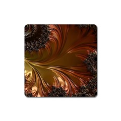 Fractal Copper Copper Color Leaf Square Magnet by Pakrebo