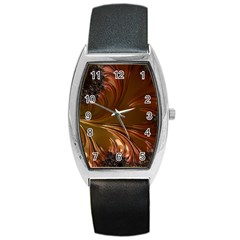 Fractal Copper Copper Color Leaf Barrel Style Metal Watch by Pakrebo