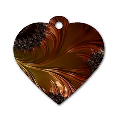 Fractal Copper Copper Color Leaf Dog Tag Heart (one Side) by Pakrebo