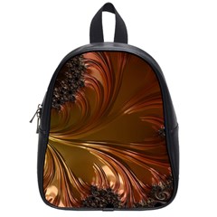 Fractal Copper Copper Color Leaf School Bag (small) by Pakrebo