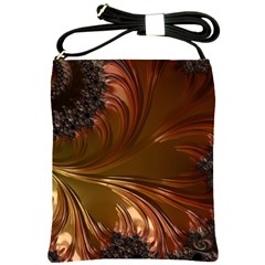 Fractal Copper Copper Color Leaf Shoulder Sling Bag by Pakrebo