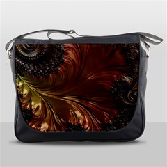 Fractal Copper Copper Color Leaf Messenger Bag by Pakrebo