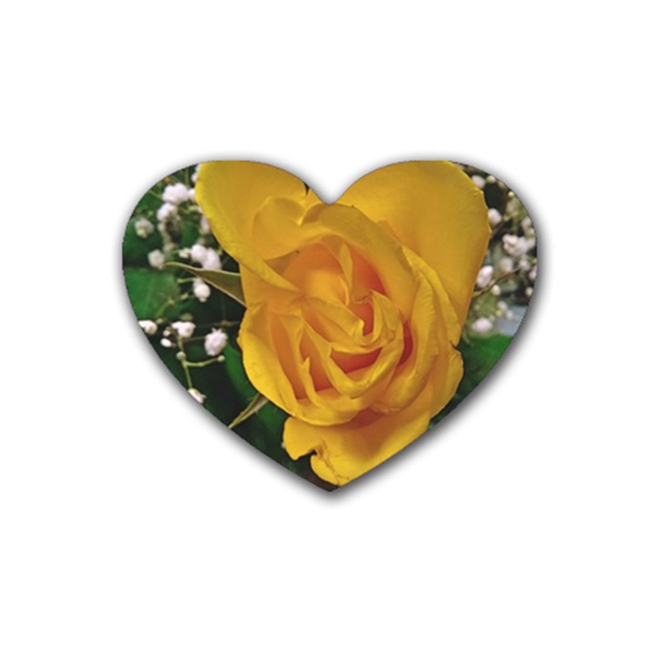 Yellow Rose Rubber Coaster (Heart) 