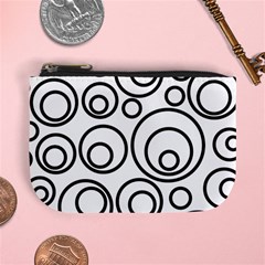 Abstract Black On White Circles Design White Mini Coin Purse by LoolyElzayat