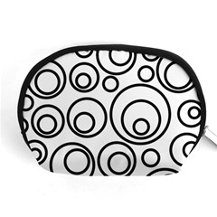 Abstract Black On White Circles Design White Accessory Pouch (medium) by LoolyElzayat