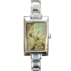 Vintage Grunge Print Arequipa Street, Peru Rectangle Italian Charm Watch