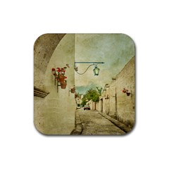 Vintage Grunge Print Arequipa Street, Peru Rubber Coaster (square) 