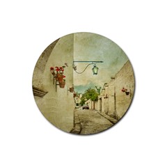 Vintage Grunge Print Arequipa Street, Peru Rubber Coaster (round) 