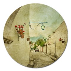 Vintage Grunge Print Arequipa Street, Peru Magnet 5  (round) by dflcprintsclothing