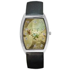 Vintage Grunge Print Arequipa Street, Peru Barrel Style Metal Watch by dflcprintsclothing