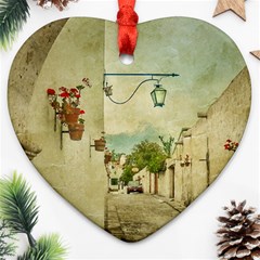 Vintage Grunge Print Arequipa Street, Peru Heart Ornament (two Sides) by dflcprintsclothing