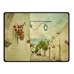 Vintage Grunge Print Arequipa Street, Peru Fleece Blanket (small) by dflcprintsclothing