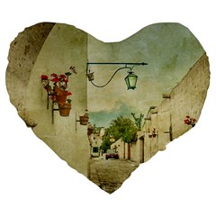 Vintage Grunge Print Arequipa Street, Peru Large 19  Premium Heart Shape Cushions by dflcprintsclothing